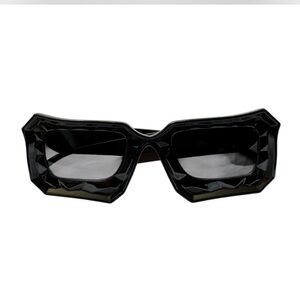 Bold Black Faceted Sunglasses